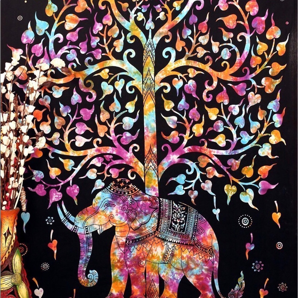 Rainbow Elephant Tapestry